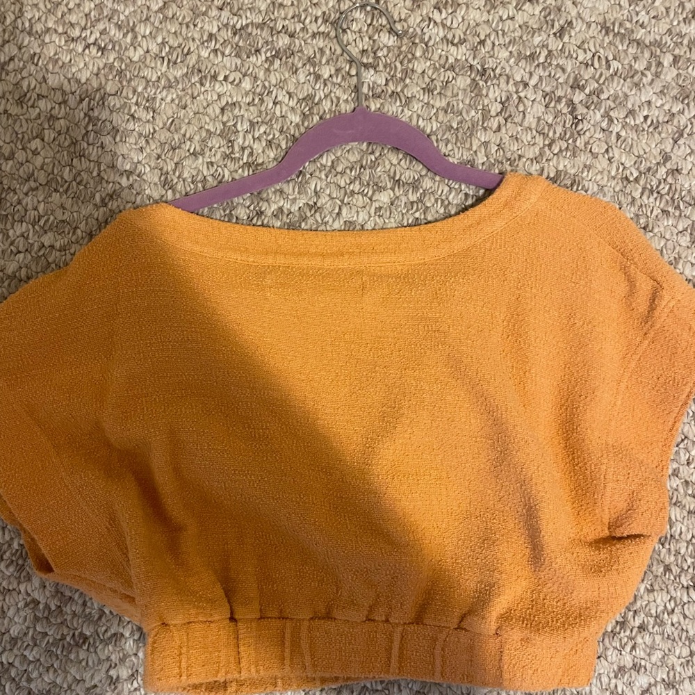 FREE PEOPLE Orange Button-Up Top - Picture 2 of 3